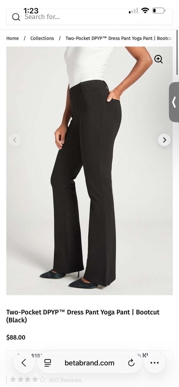 Betabrand Dress Pant Yoga Pants Straight Leg Black XL Long